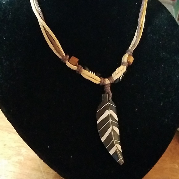 Nature Stones, Beads, & Twine Necklace 23" - Picture 1 of 1